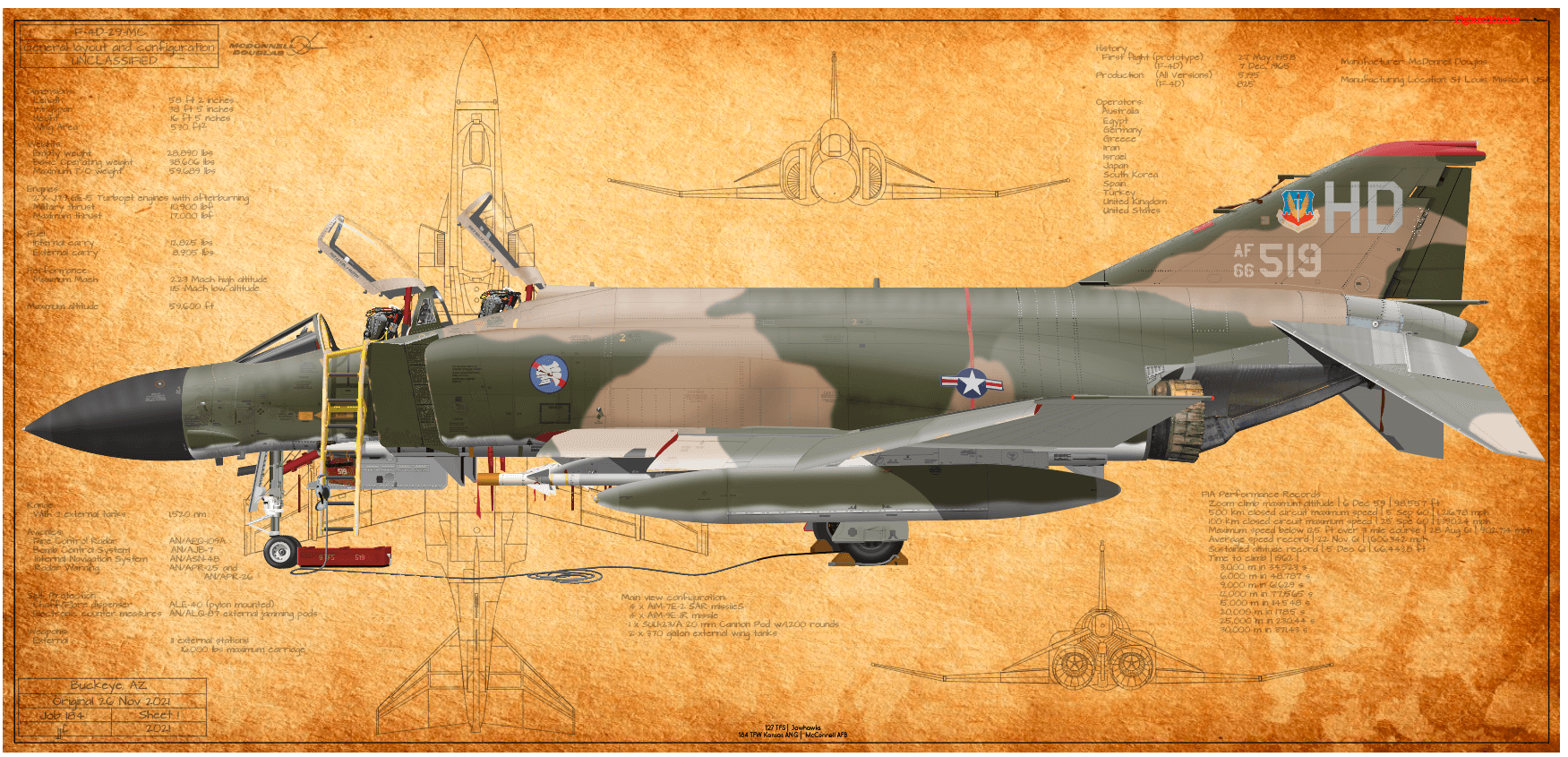F-4 Phantom II Fine Art Aircraft Profile Prints — Fighter Studios